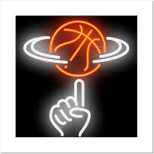 Basketball Lover , Basketball Design ,Neon Basketball Spinning Posters and Art